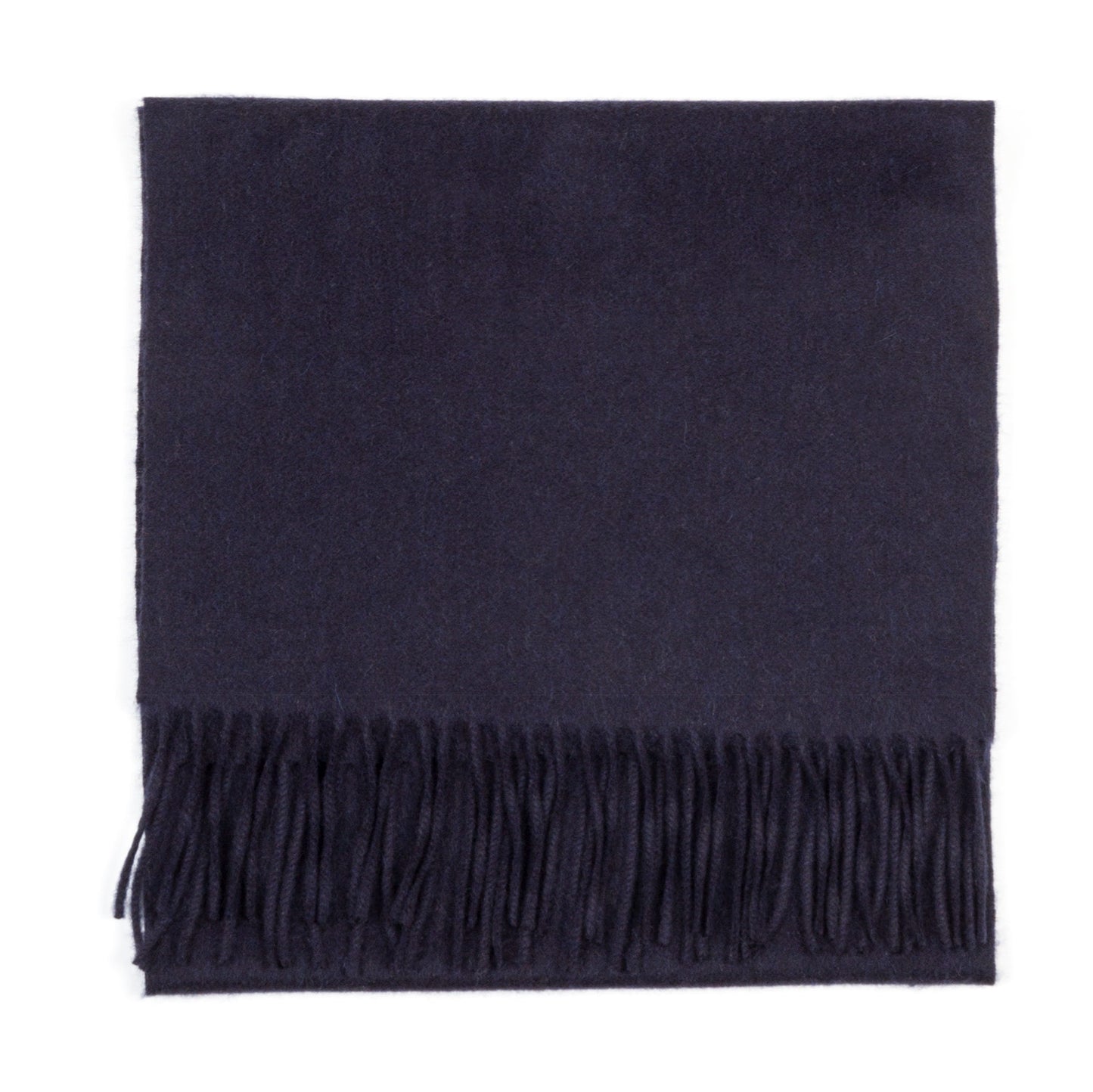 Navy cashmere scarf with fringes
