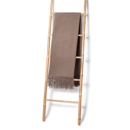 Manta de flecos de cashmere marrón