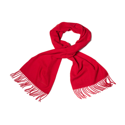 Red fringed cashmere scarf