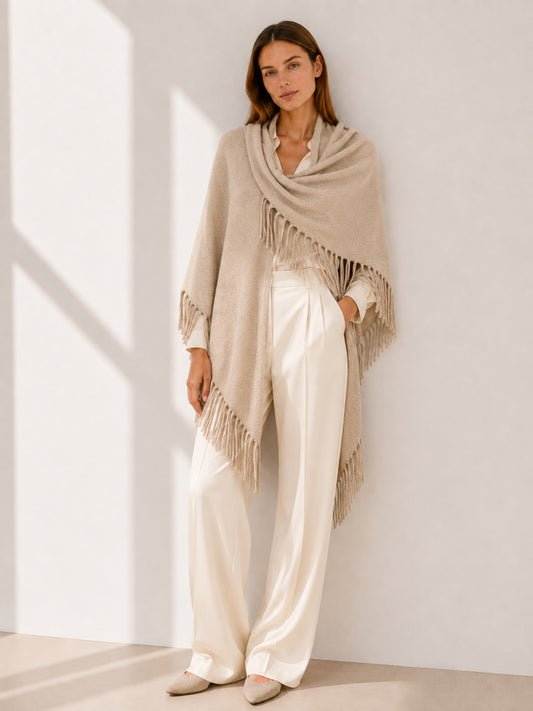 Sienna beige cashmere shawl