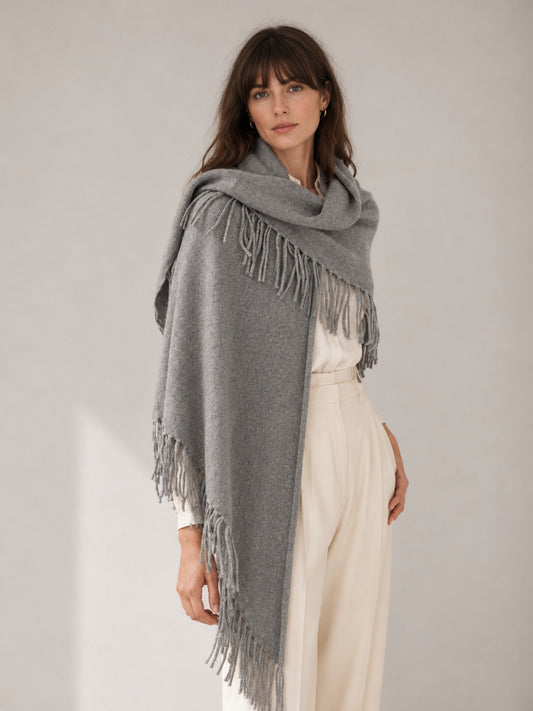 Sienna grey cashmere shawl