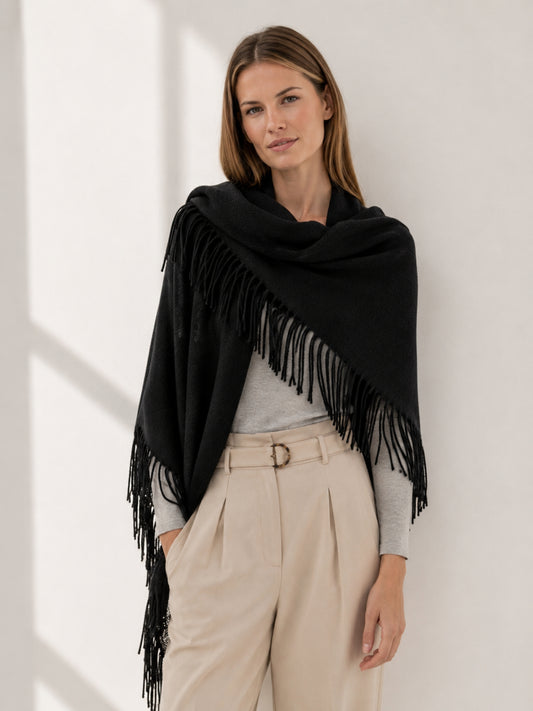 Sienna cashmere shawl black
