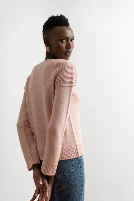 Jersey de cashmere Motorbiker rosa