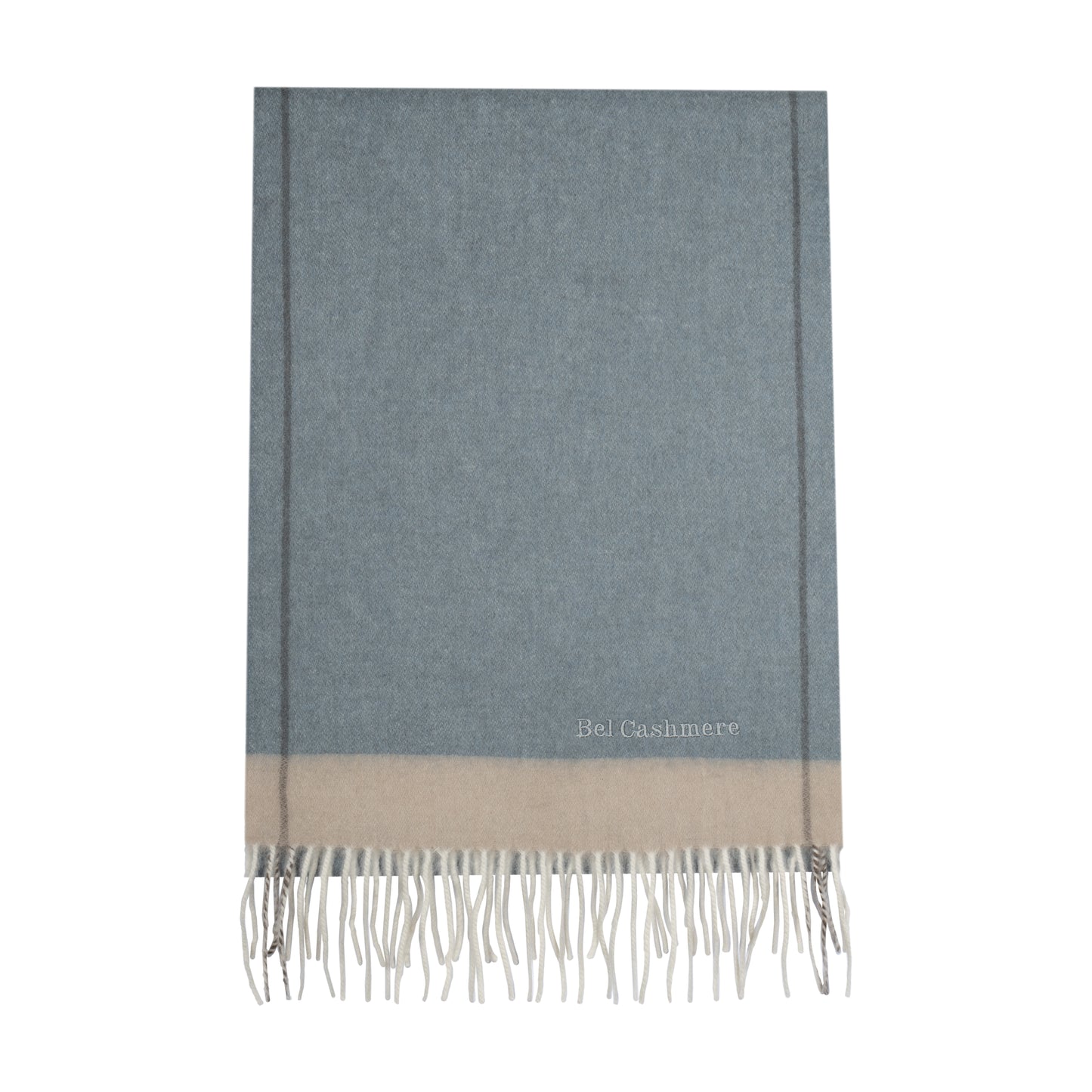 Two-tone greenish blue fringe scarf