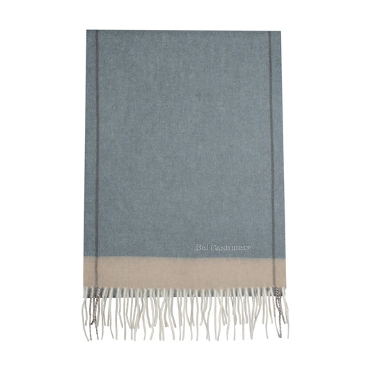 Two-tone greenish blue fringe scarf