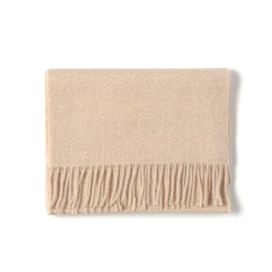 Beige fringed cashmere scarf