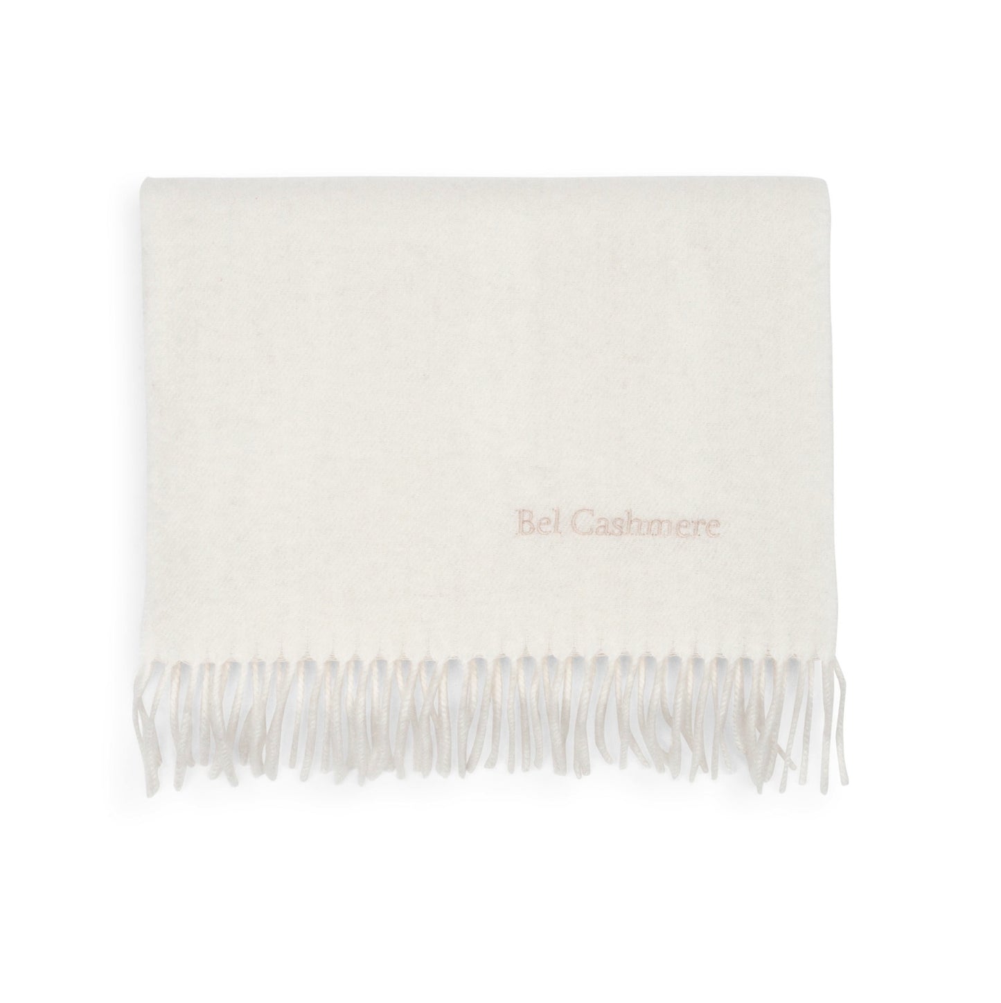 White cashmere scarf with fringes