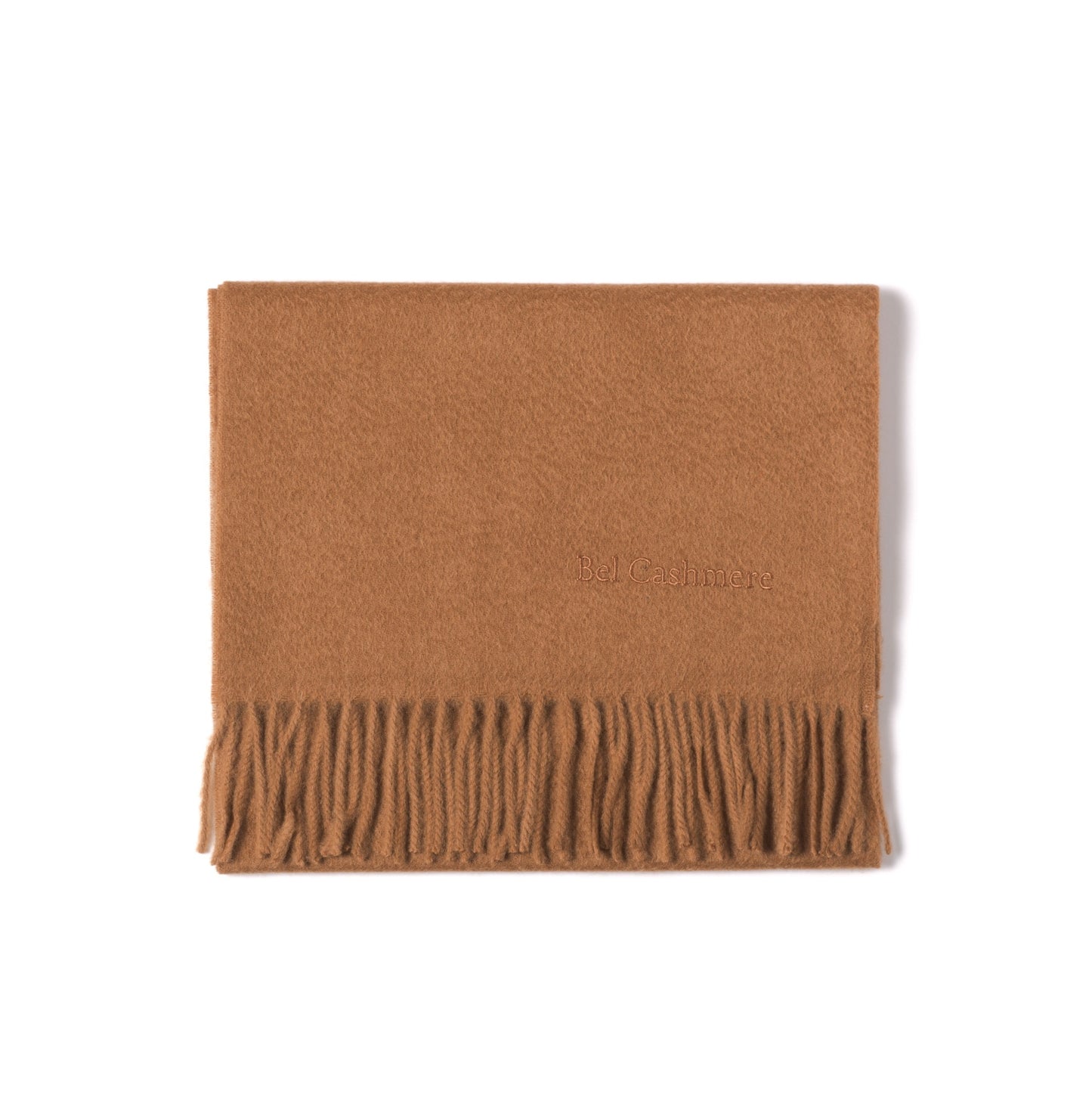 Cashmere scarf with camel fringes