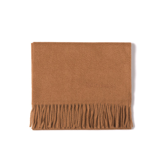 Cashmere scarf with camel fringes