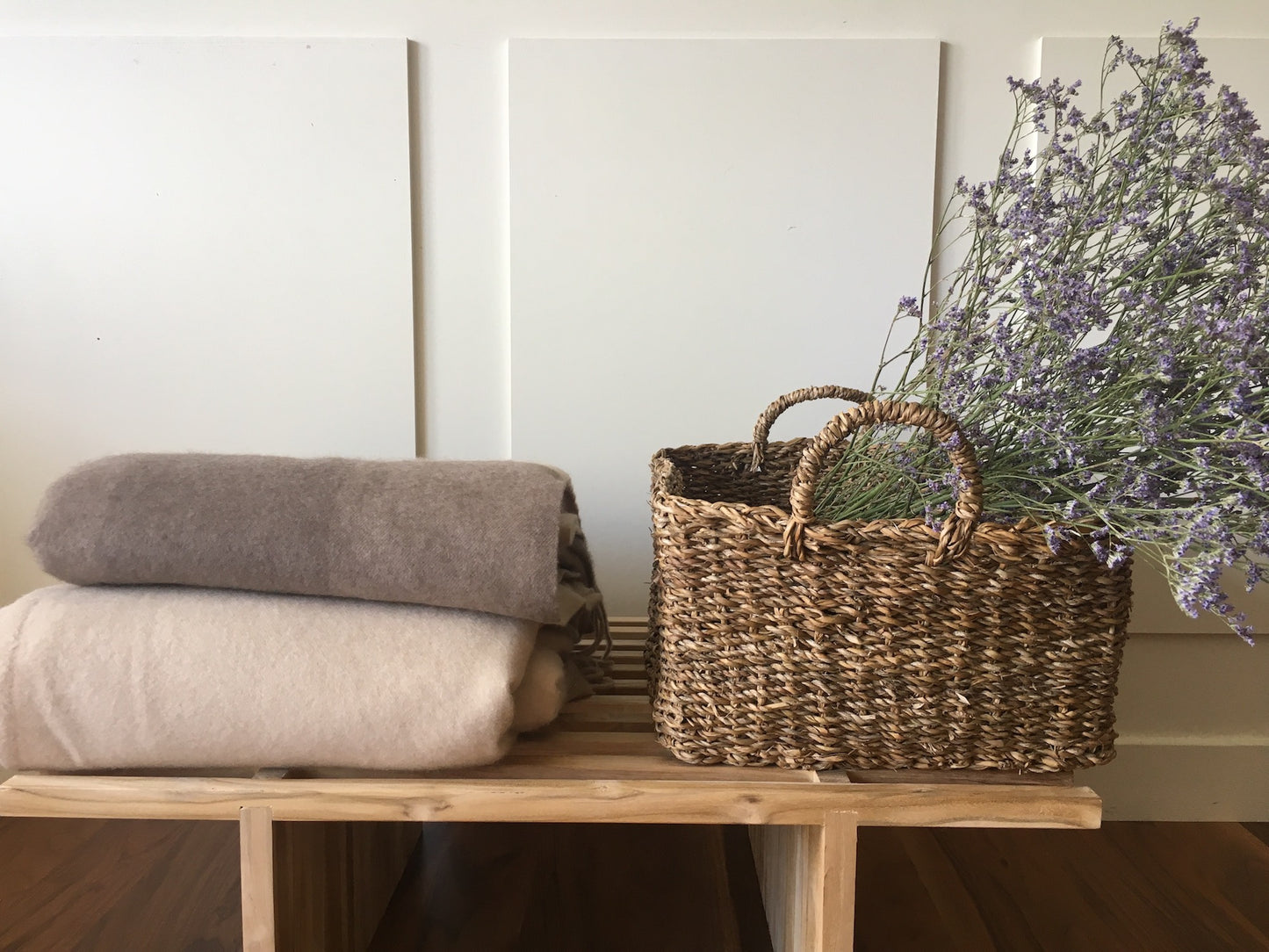 Manta gruesa de cashmere beige