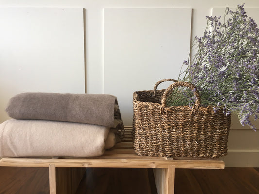Manta gruesa de cashmere beige