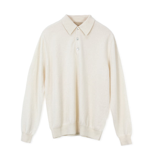 ecru polo-neck cashmere sweater