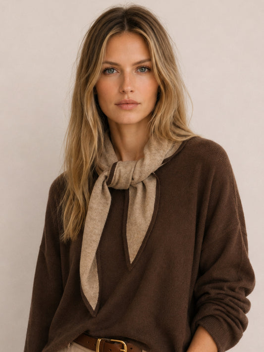Pañuelo Leonora de cashmere beige