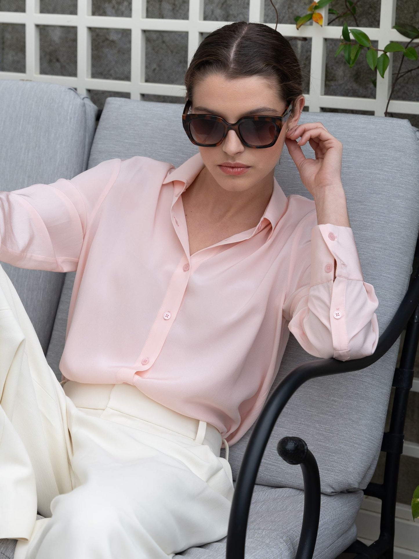 Blusa Bianca de seda rosa