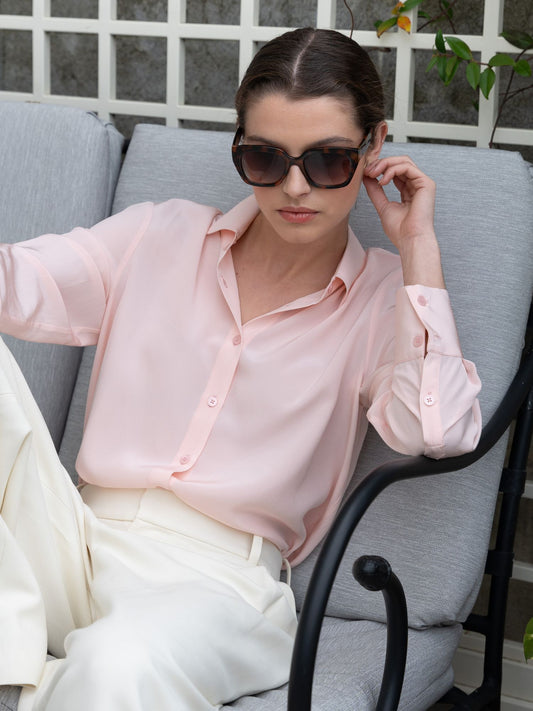 Blusa Bianca de seda rosa