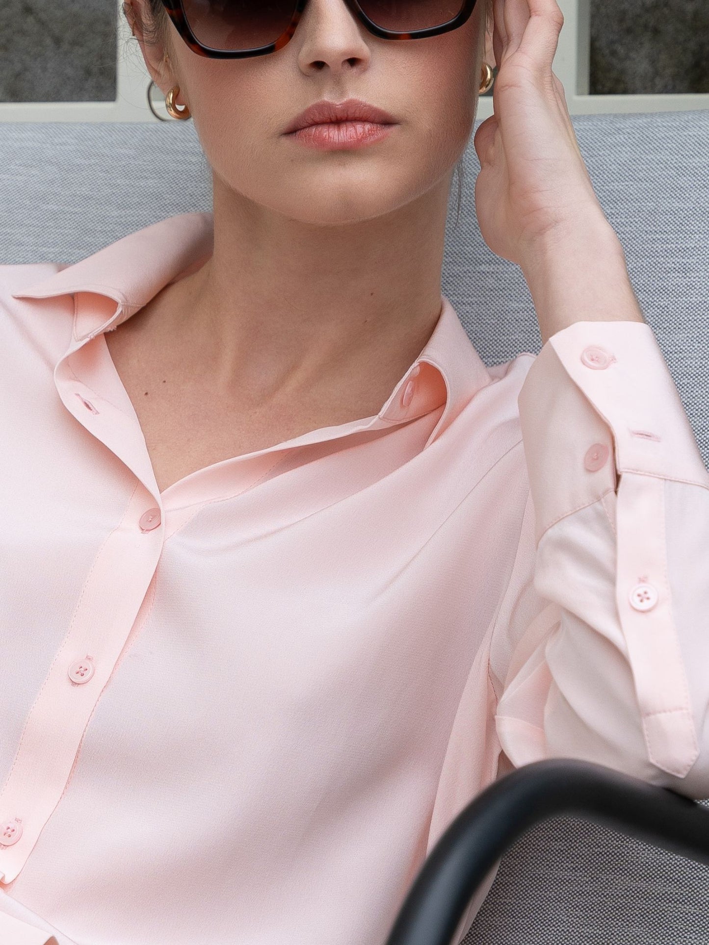 Blusa Bianca de seda rosa