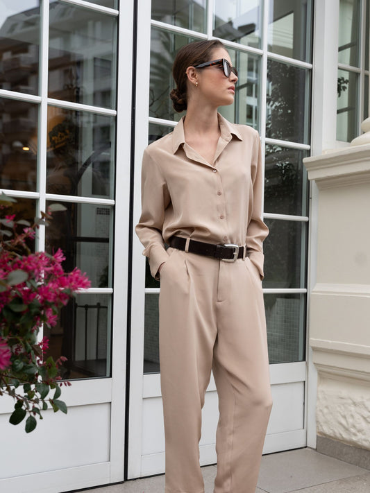 Blusa Bianca de seda light taupe