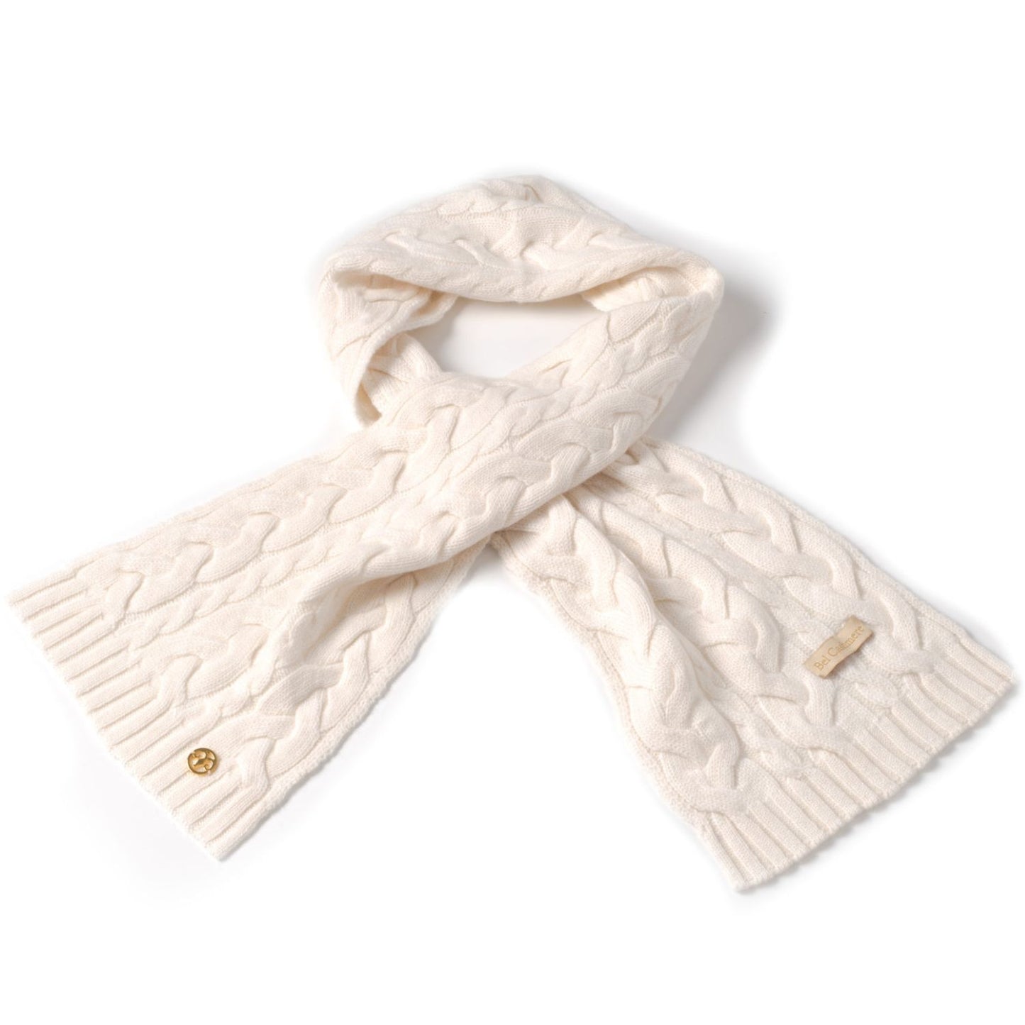 White cable knit scarf