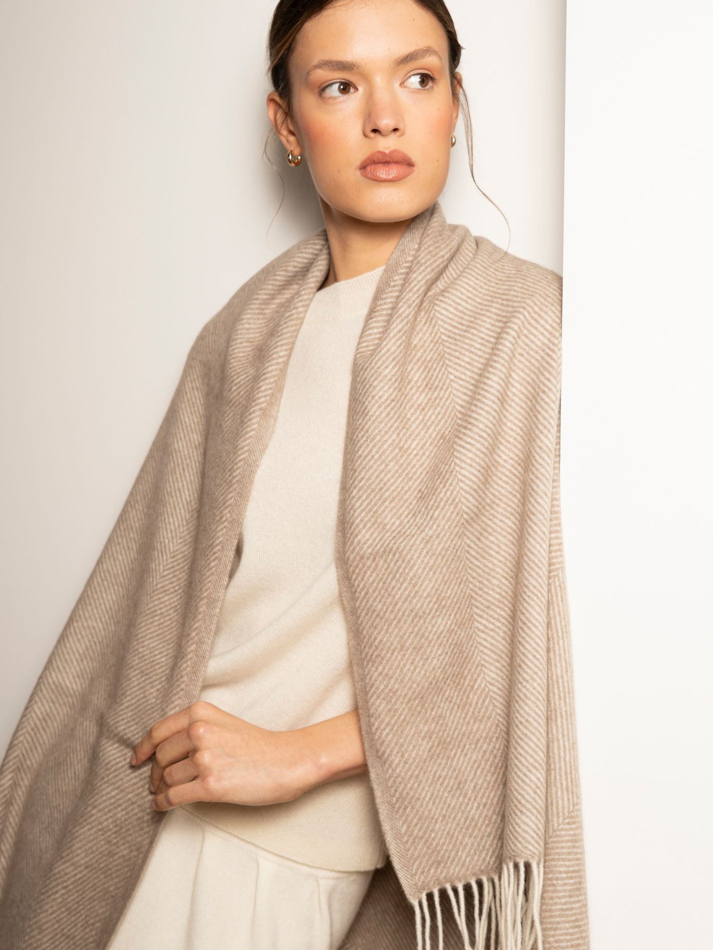 Manta gruesa de cashmere de espiga