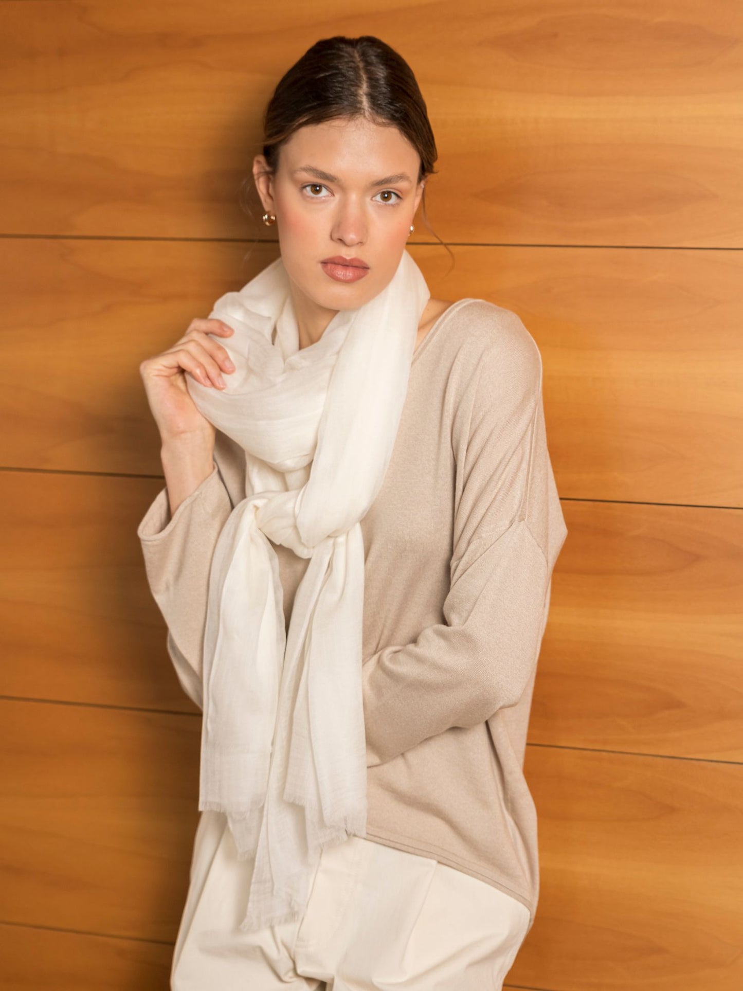 fular ultra fino de cashmere en color marfil