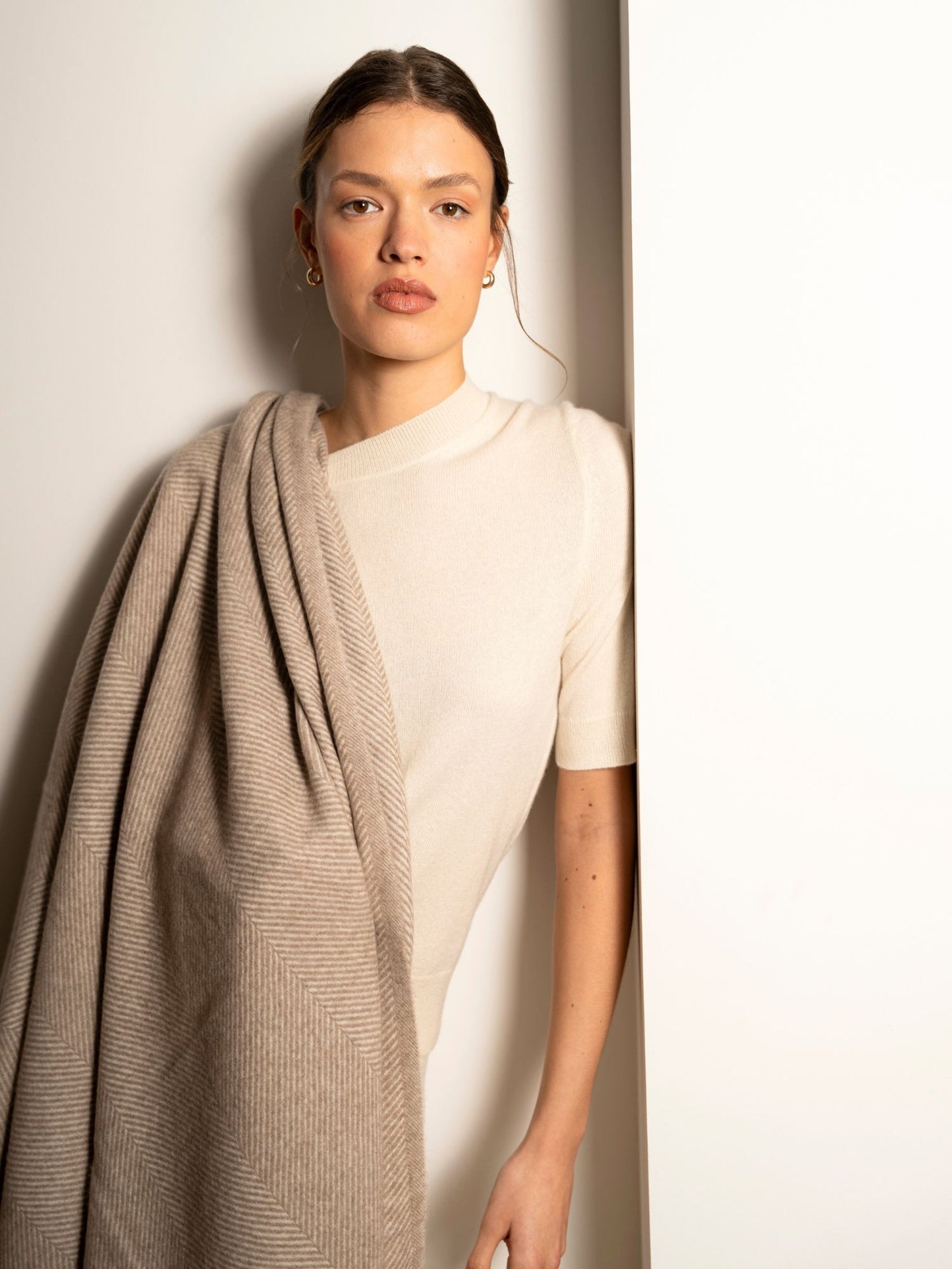 Manta gruesa de cashmere de espiga