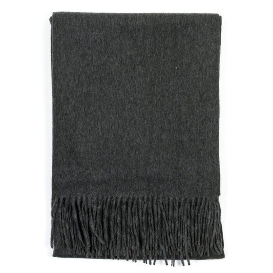 Estola/ Bufanda grande con flecos gris oscuro