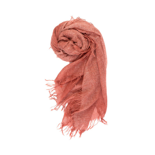 fular de cashmere fino con flecos rojo mineral