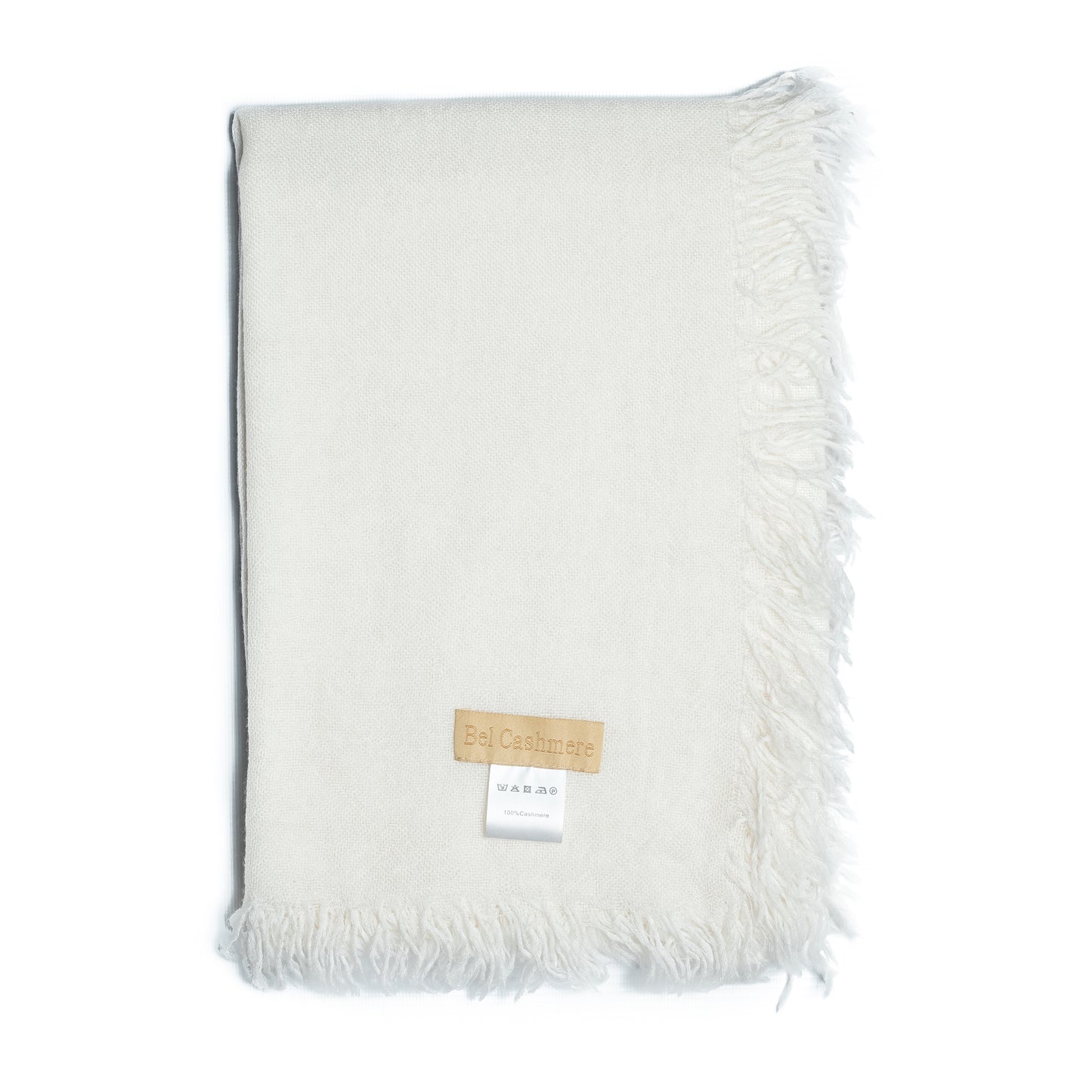 fular de cashmere flecos blanco