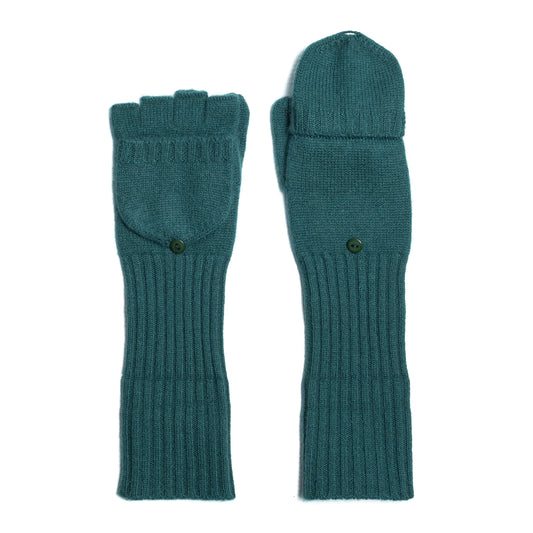 Long green cashmere mittens