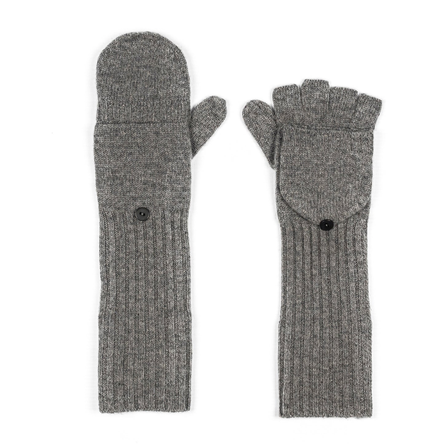 Long grey cashmere mittens