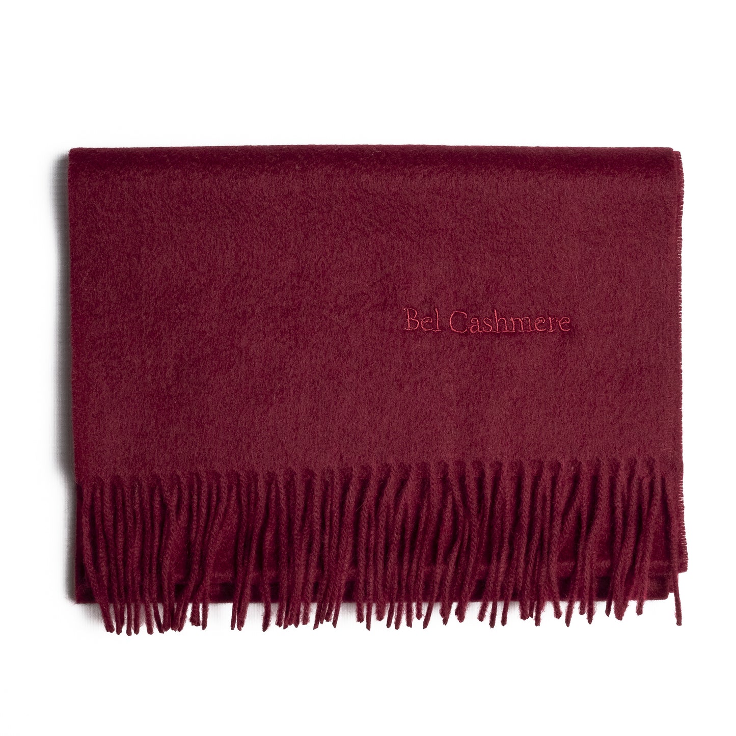 Cashmere scarf with maroon fringes