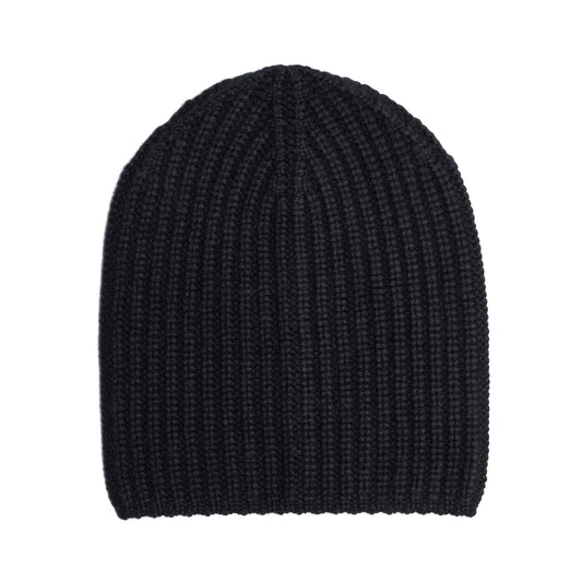 Black ribbed cashmere hat