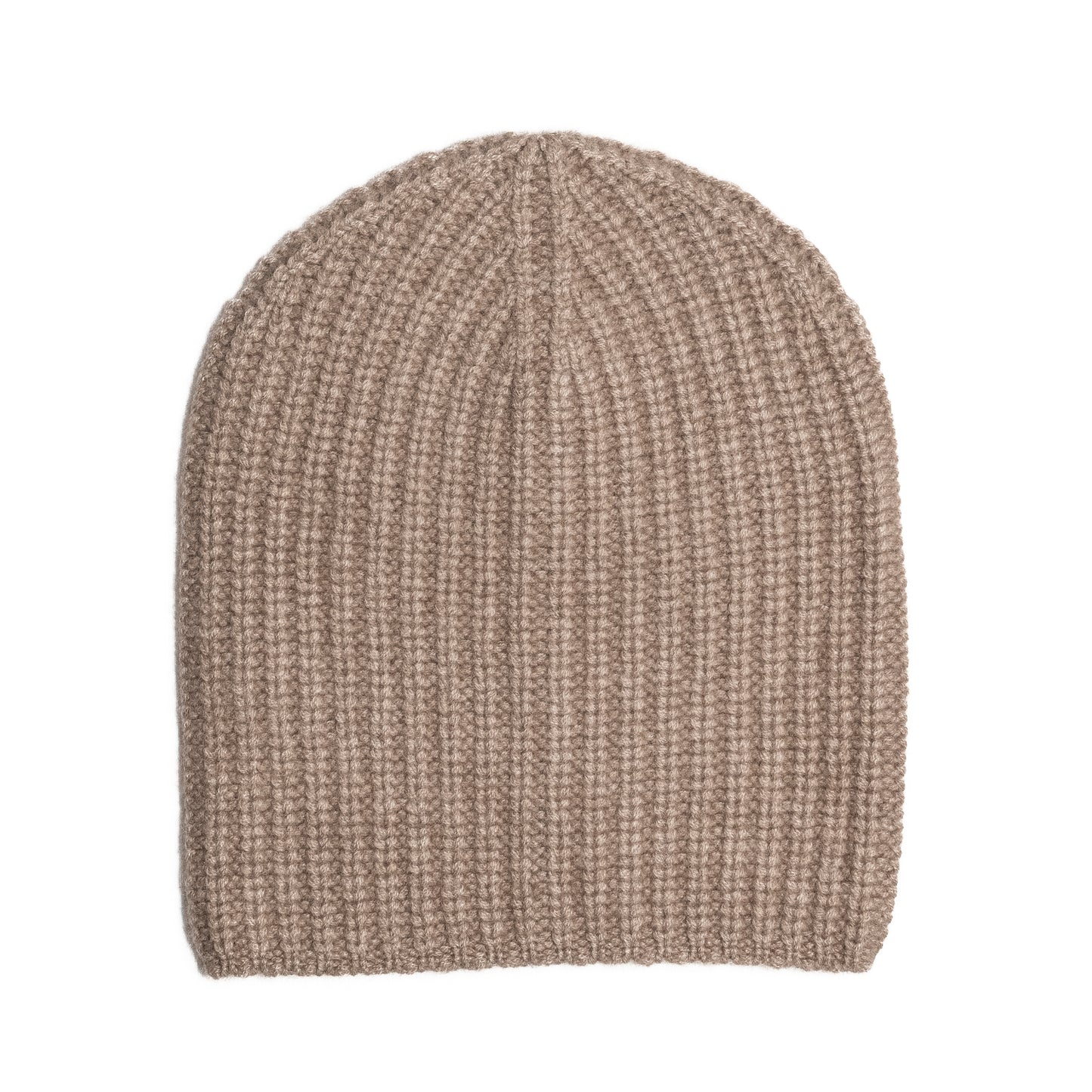 Organic brown ribbed cashmere beanie