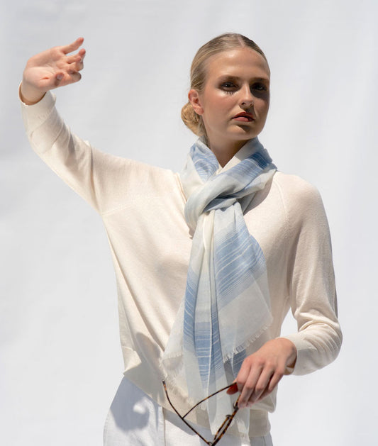 fular fino de cashmere en colores azul