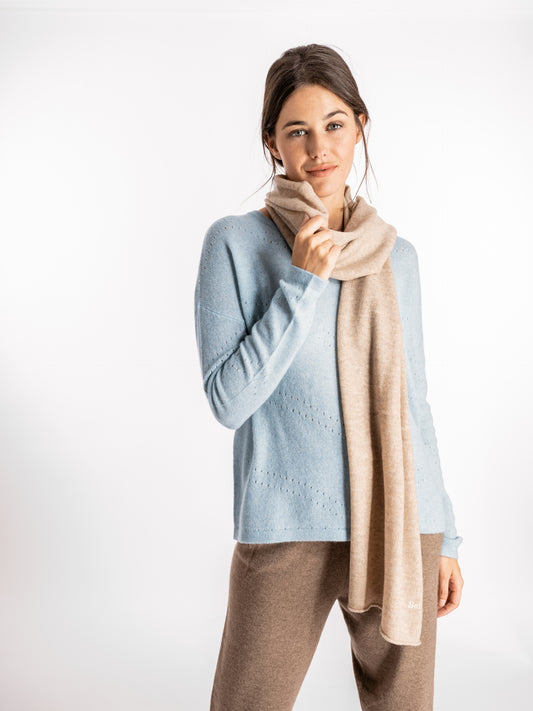 Large natural knit scarf