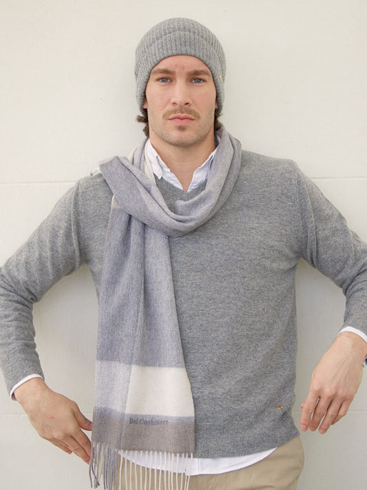 Red stripe cashmere scarf