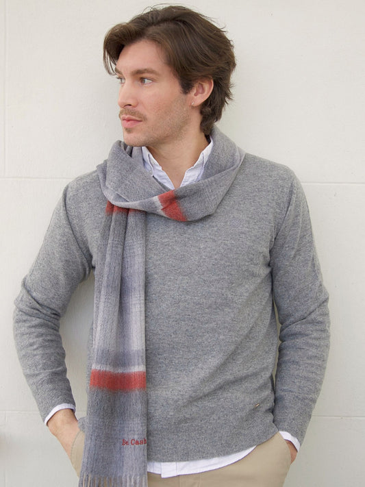 Bufanda de cashmere raya roja