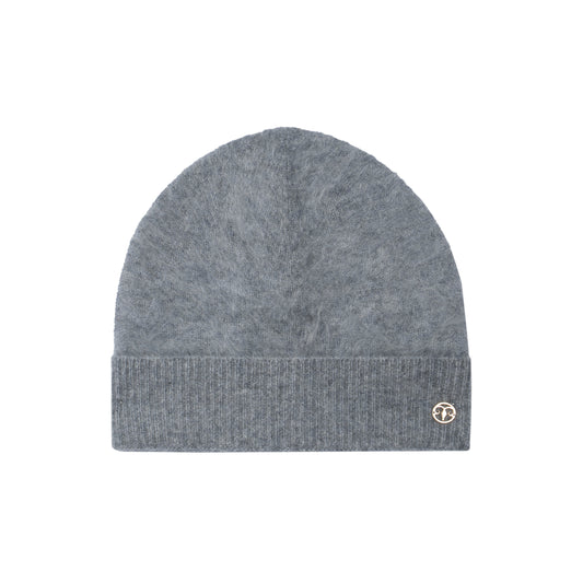 Gray brushed cashmere hat