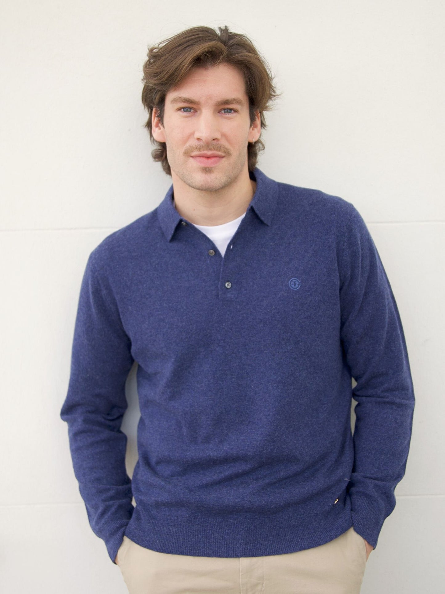 Jersey hombre polo azul denim