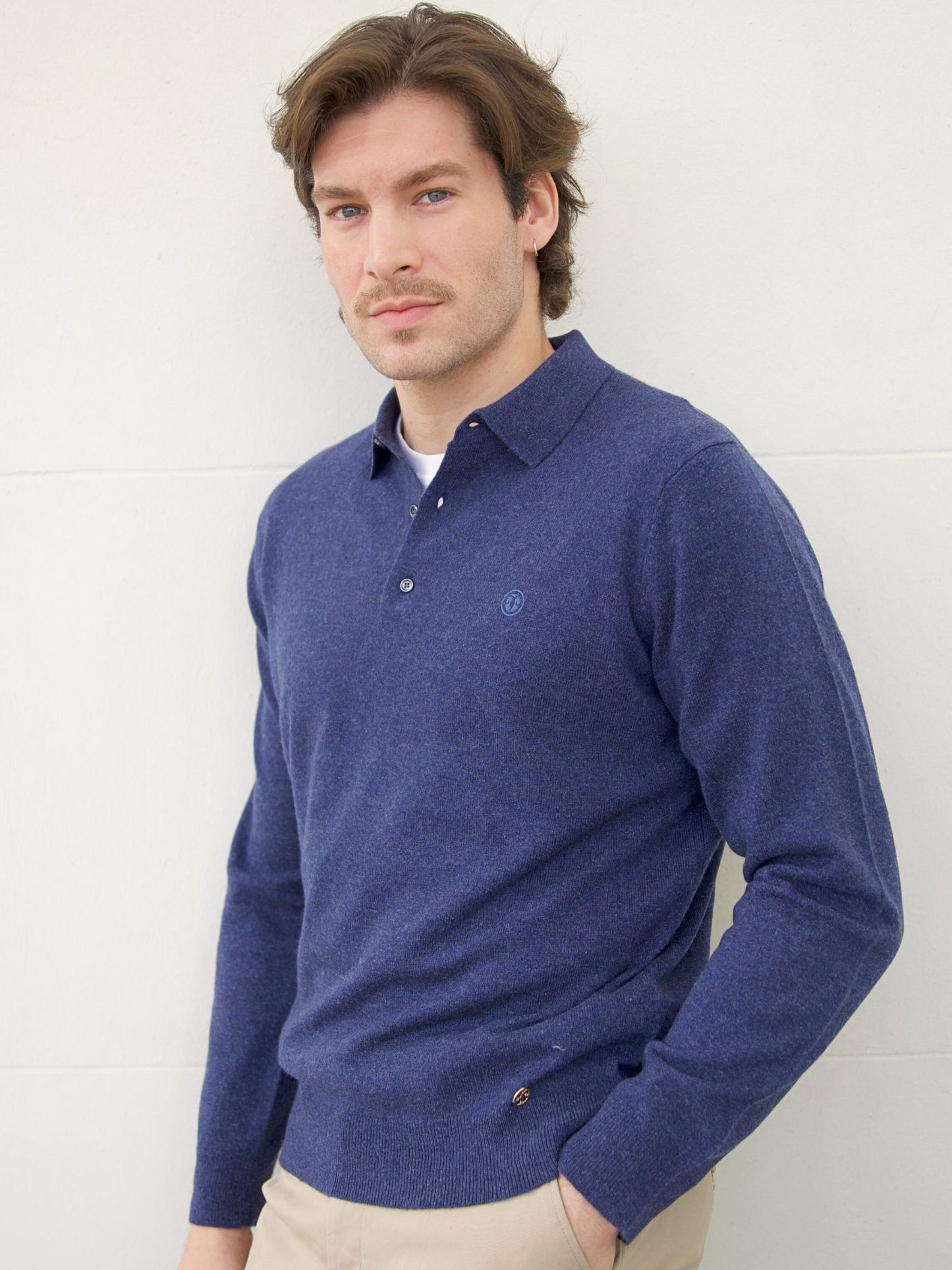 Jersey hombre polo azul denim