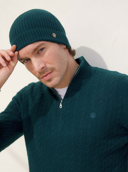 Gorro hombre de cashmere verde