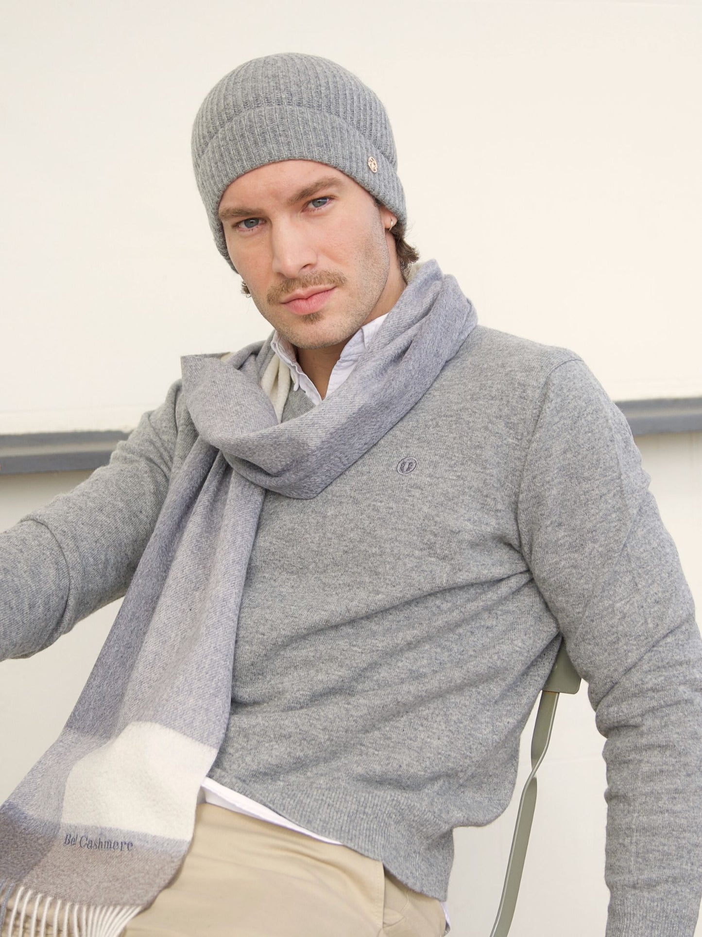 Gorro hombre de cashmere gris