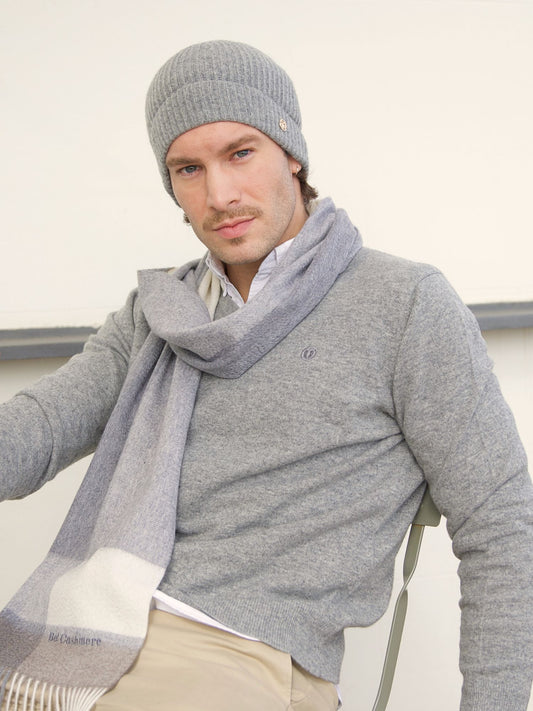 Gorro hombre de cashmere gris