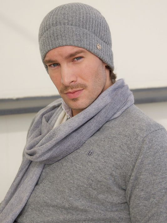 Gorro hombre de cashmere gris