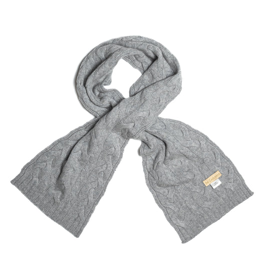 Gray cable knit scarf