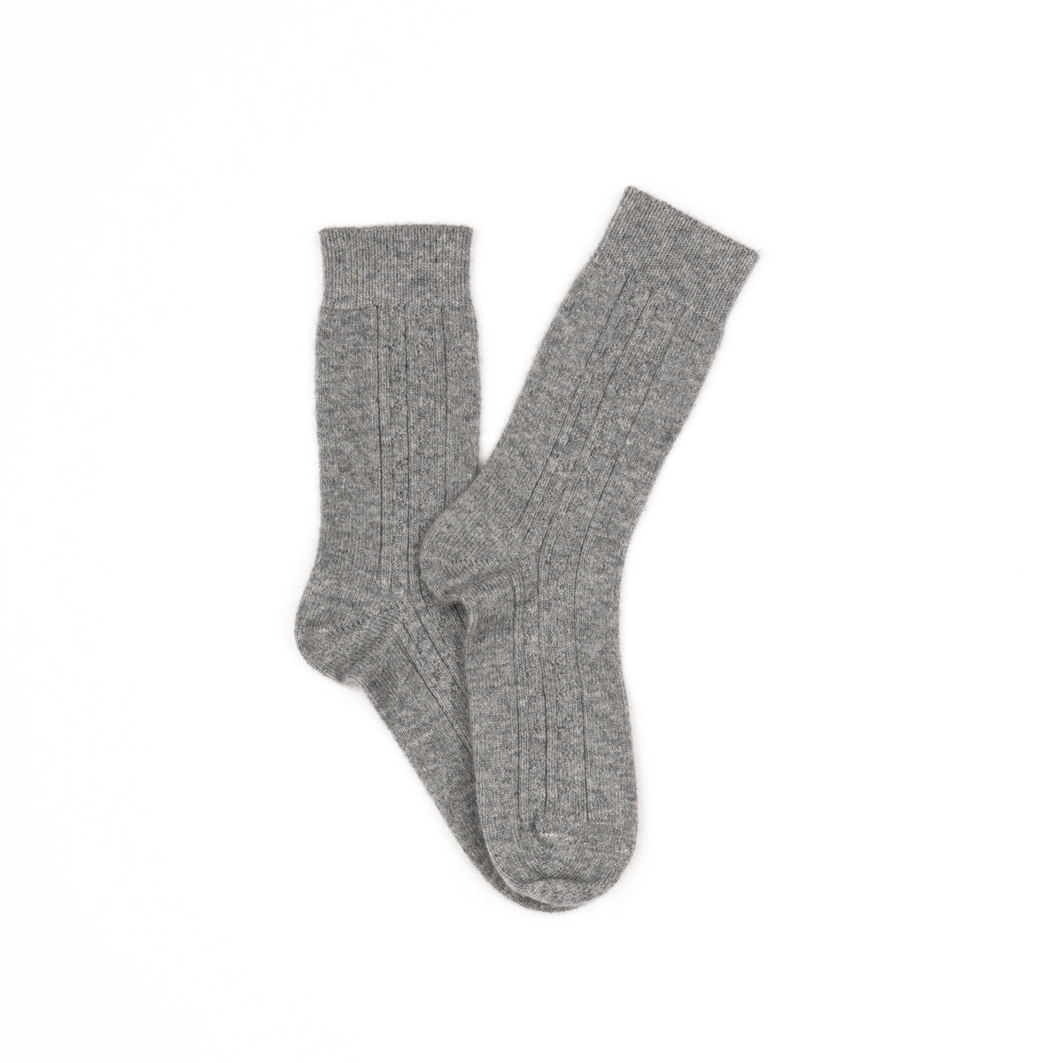 Graue Kaschmirsocken mit Zopfmuster
