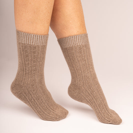 Calcetines de cashmere ochos marrón orgánico