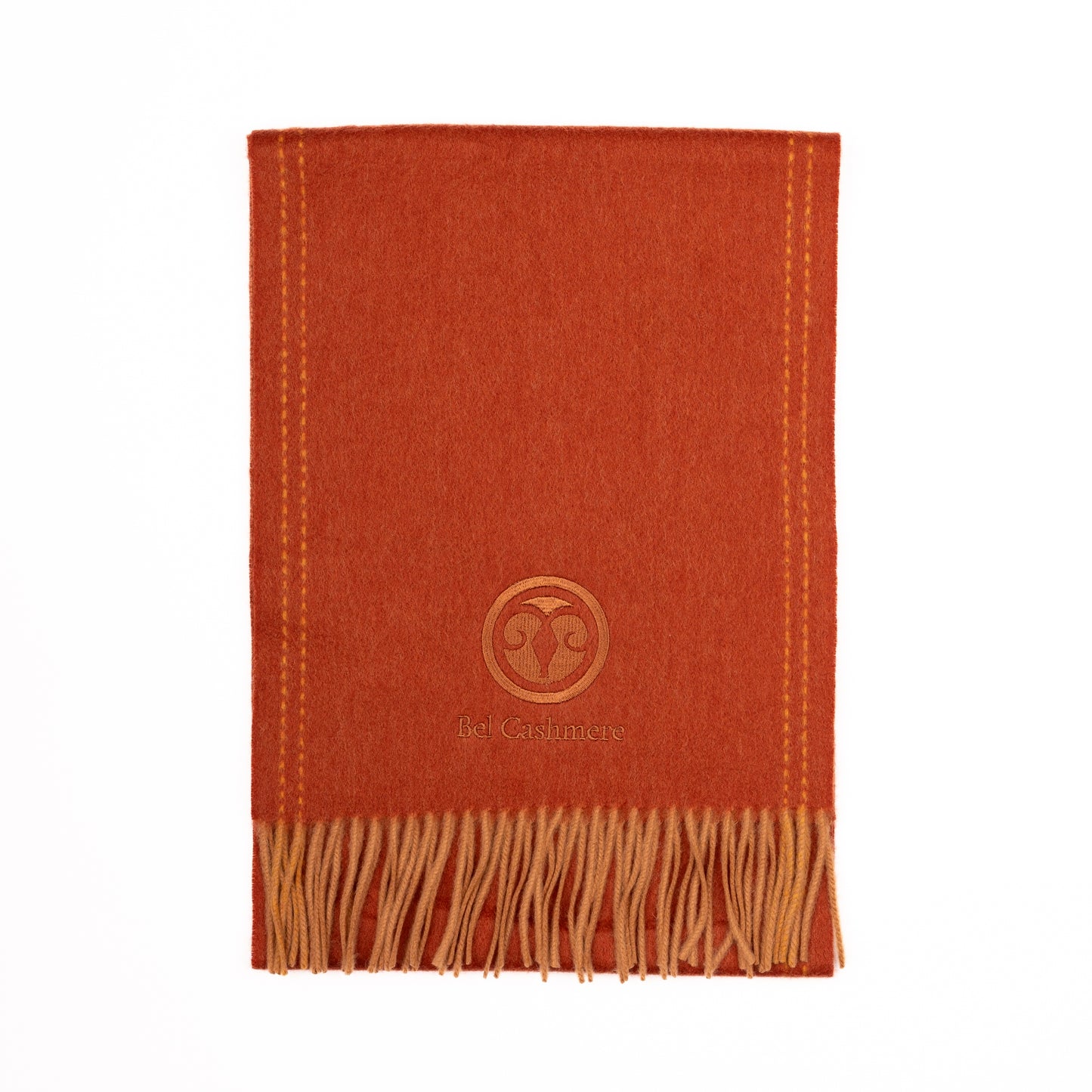 Double-sided cashmere scarf in tile and brown