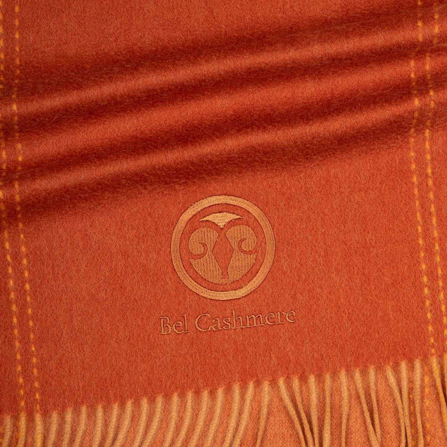 Double-sided cashmere scarf in tile and brown