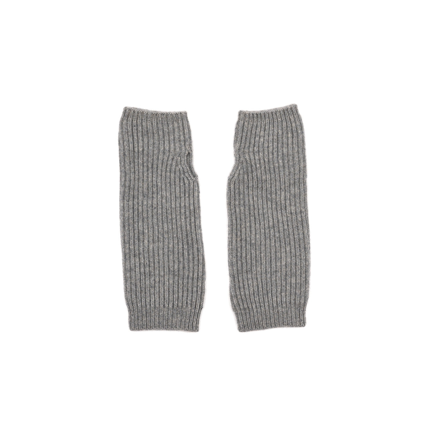 Gray cashmere ribbed mittens